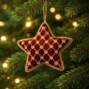 Red Beaded Star Hanging Ornament