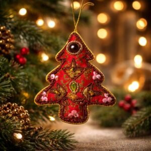 Red Embroidered Hanging Tree Ornament