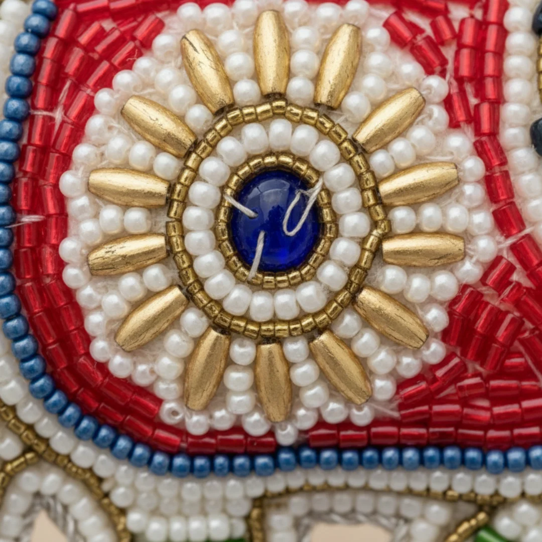 White Beaded Elephant Ornament - Image 4