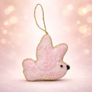 Pink Beaded Bird Hanging Decor