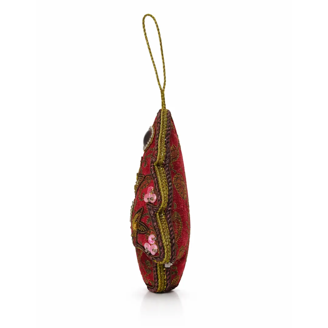 Red Embroidered Hanging Tree Ornament - Image 4