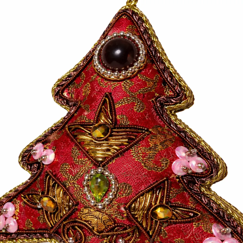 Red Embroidered Hanging Tree Ornament - Image 2