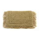 Beige Woven Fringe Hand Bag