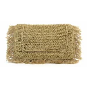 Beige Woven Fringe Hand Bag