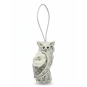 White Beaded Owl Hanging Ornament
