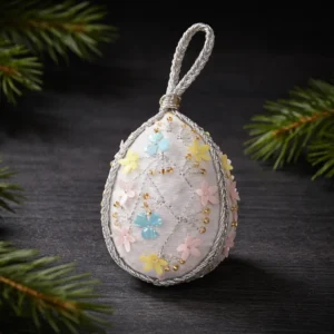 White Floral Easter Egg Hanging Decoration