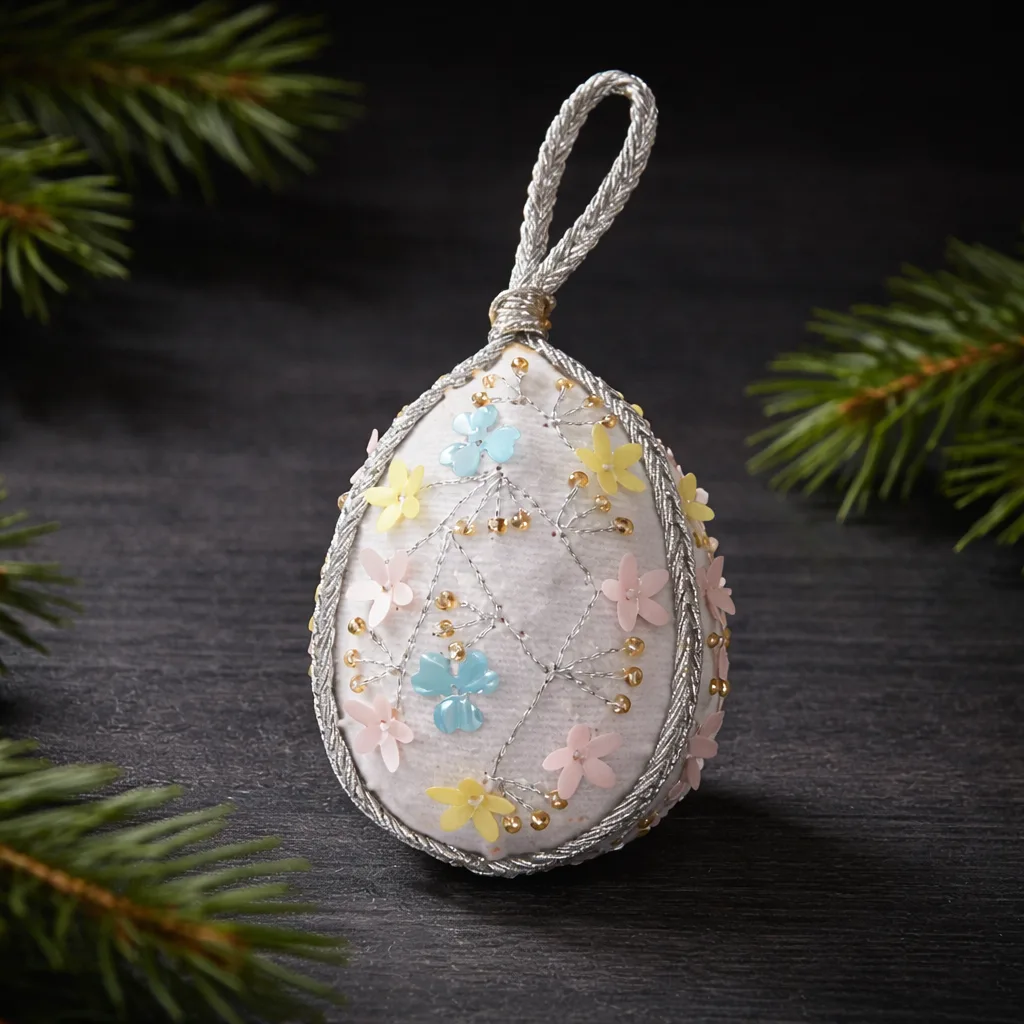 White Floral Easter Egg Hanging Decoration