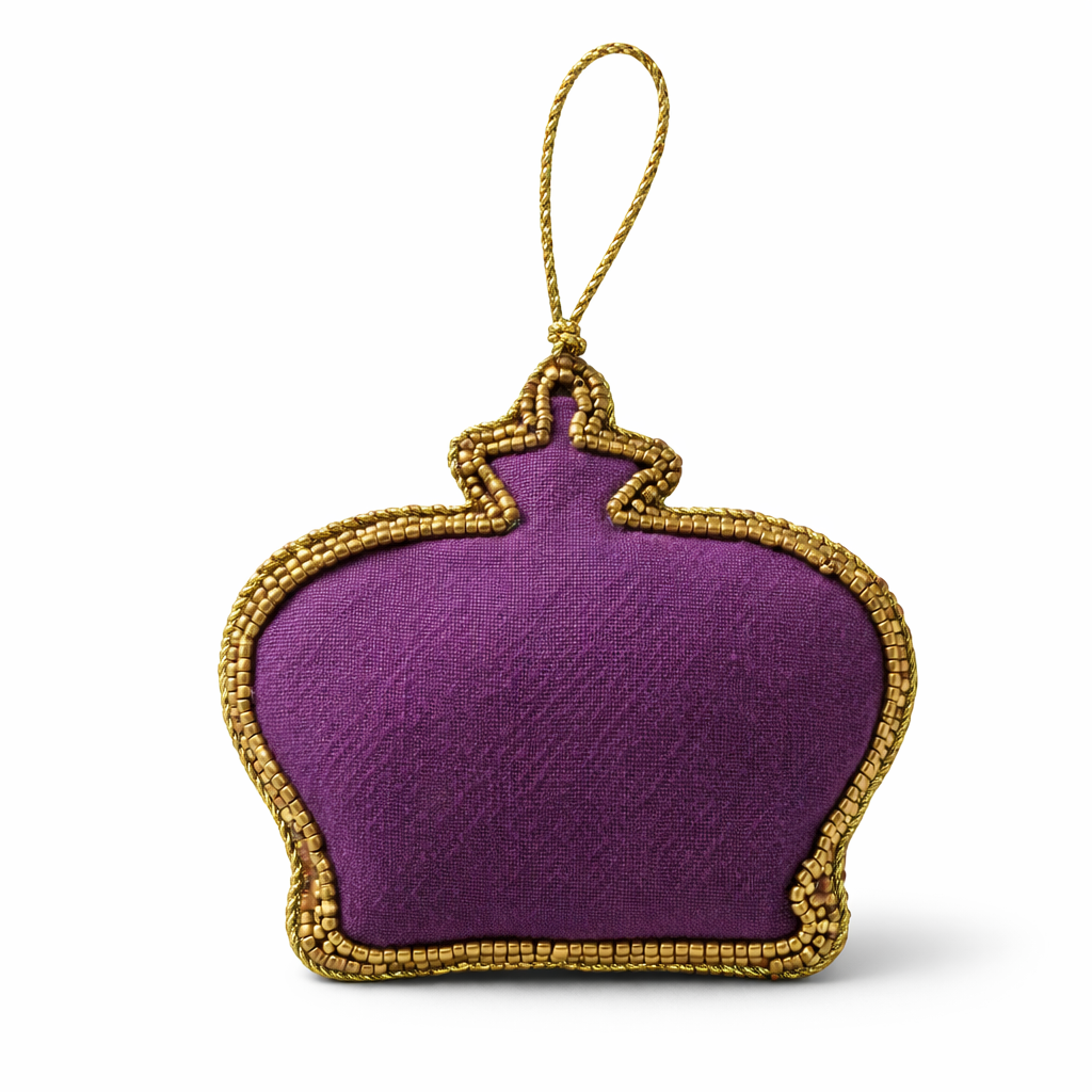 Burgundy Beaded Crown Hanging Ornament - Image 4