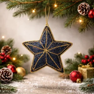 Navy Blue Beaded Star Hanging Ornament