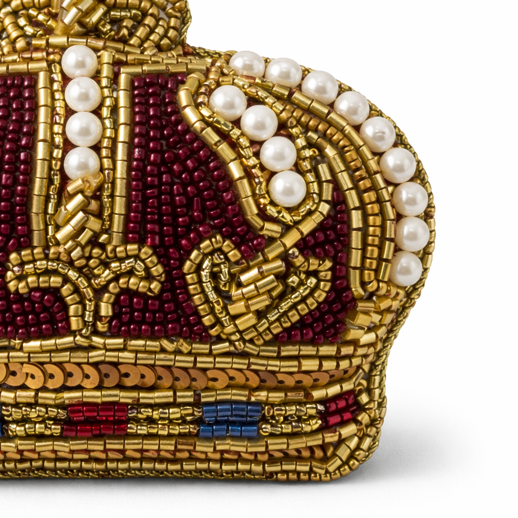 Burgundy Beaded Crown Hanging Ornament - Image 2