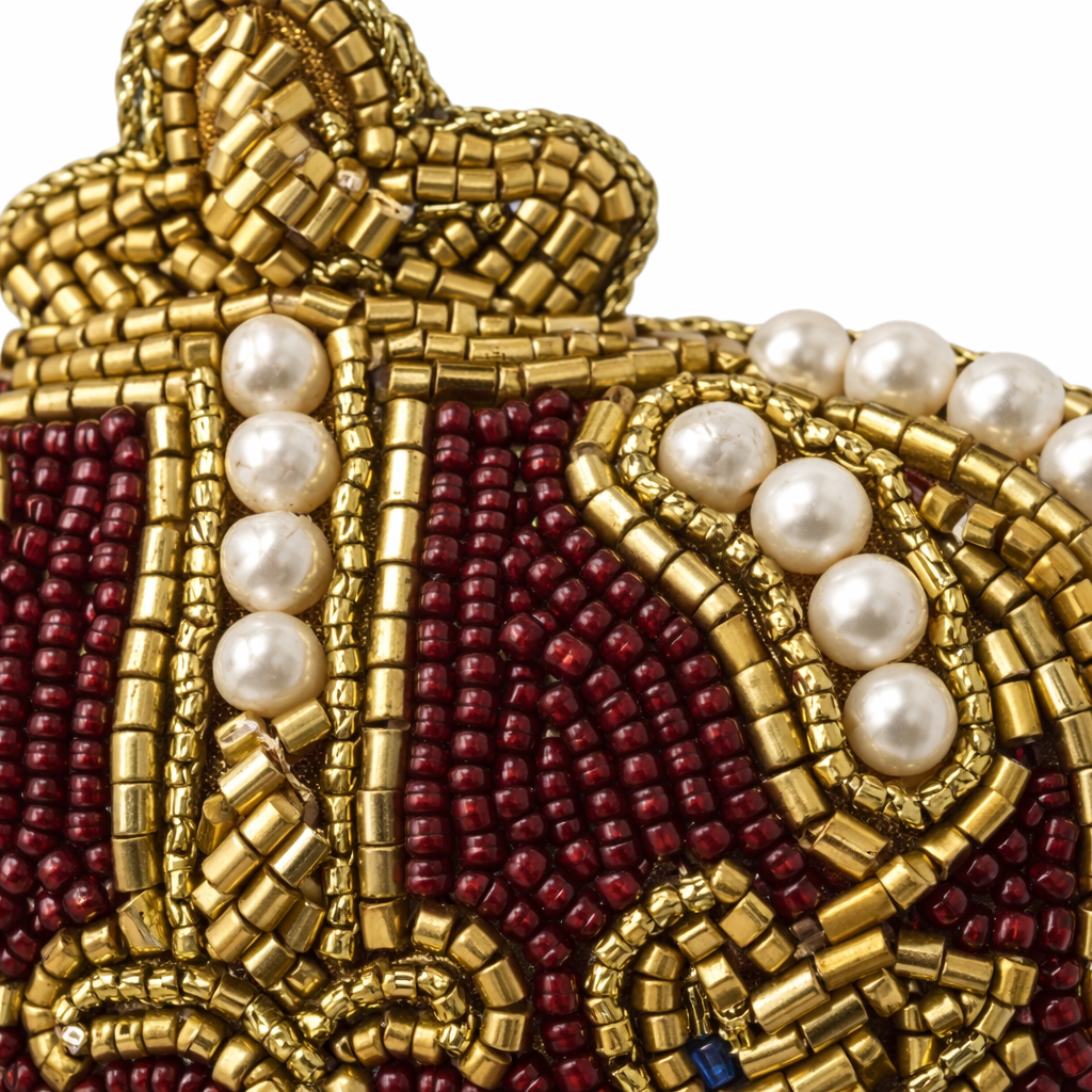 Burgundy Beaded Crown Hanging Ornament - Image 3