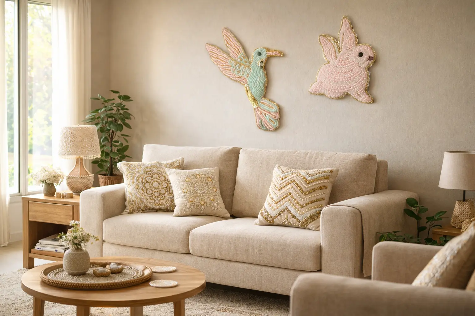 Handcrafted beaded home décor adding texture and warmth to modern interiors