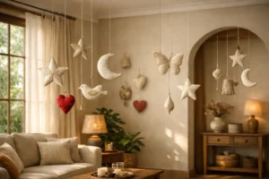 Handmade hanging décor styled creatively in an elegant Indian home