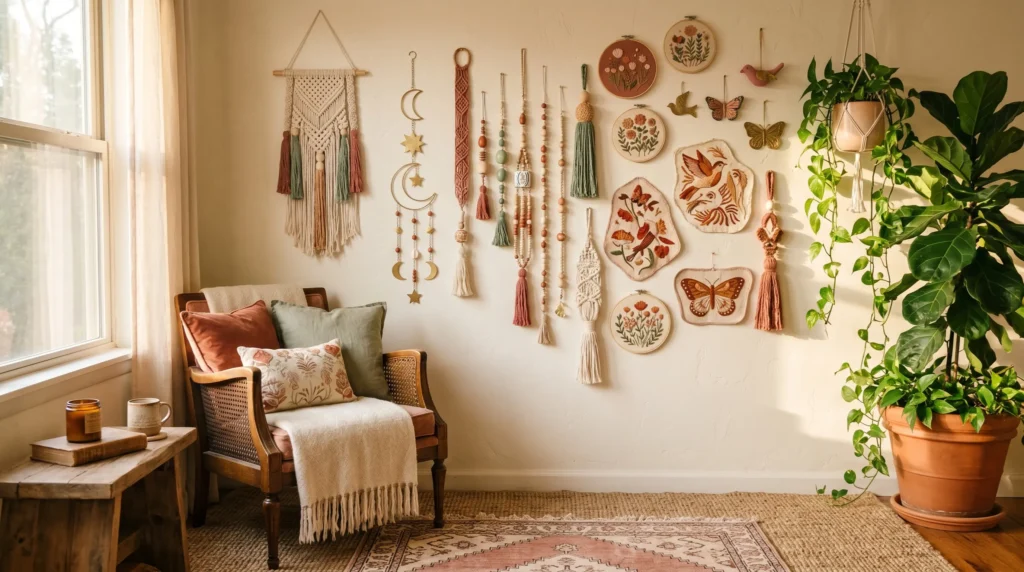 boho home décor ideas using handmade hangings